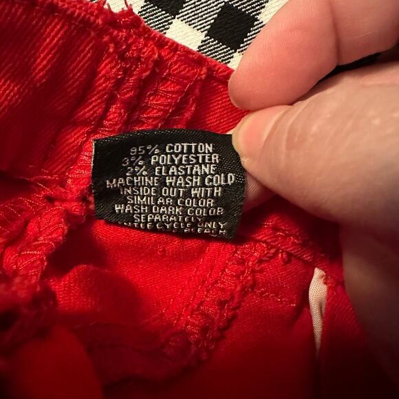 Blue Topic Women Red Jeans Tie Up Sides Size Medium Sparkle Laces - Picture 2 of 8